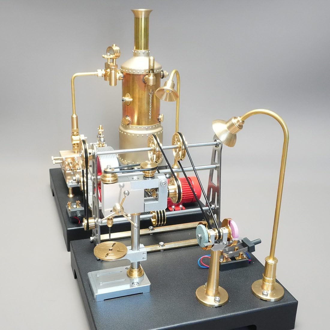 RETROL SE-03 & RETROL GF-01 Dampfmaschinen Modellbausatz, funktionsfähig, Metall-Motorenmodell zum Selbstbau, mit Messingkessel, Generator, Lampenständer und Werkstatt, Geschenk für Erwachsene zu Weih
