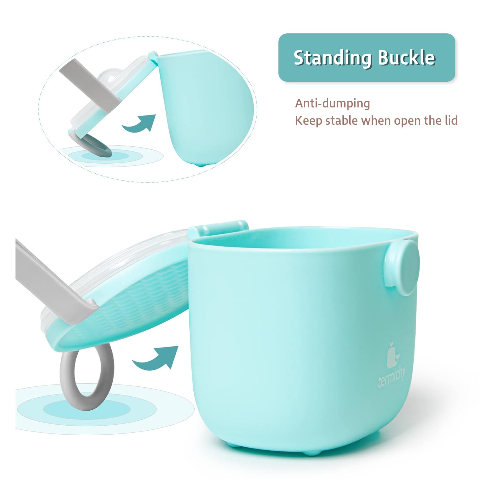 Termichy Baby Formula Dispenser, Portable Milk Powder Dispenser Container with Carry Handle and Scoop for Travel Outdoor Activities with Baby Infant, 8.8OZ, 0.55LB, 250g (Blue)