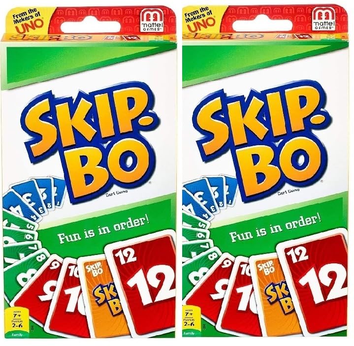 Mattel Skip-Bo und Skip-Bo Kartenspiel Combo 2er Pack