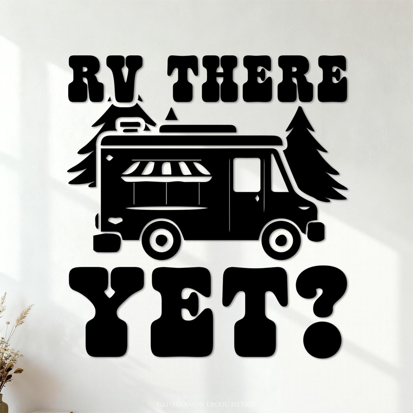 Vintage Outdoor Camper Camping rv Wall Decals Paster Paper 42x45.4cm Window Decals Black