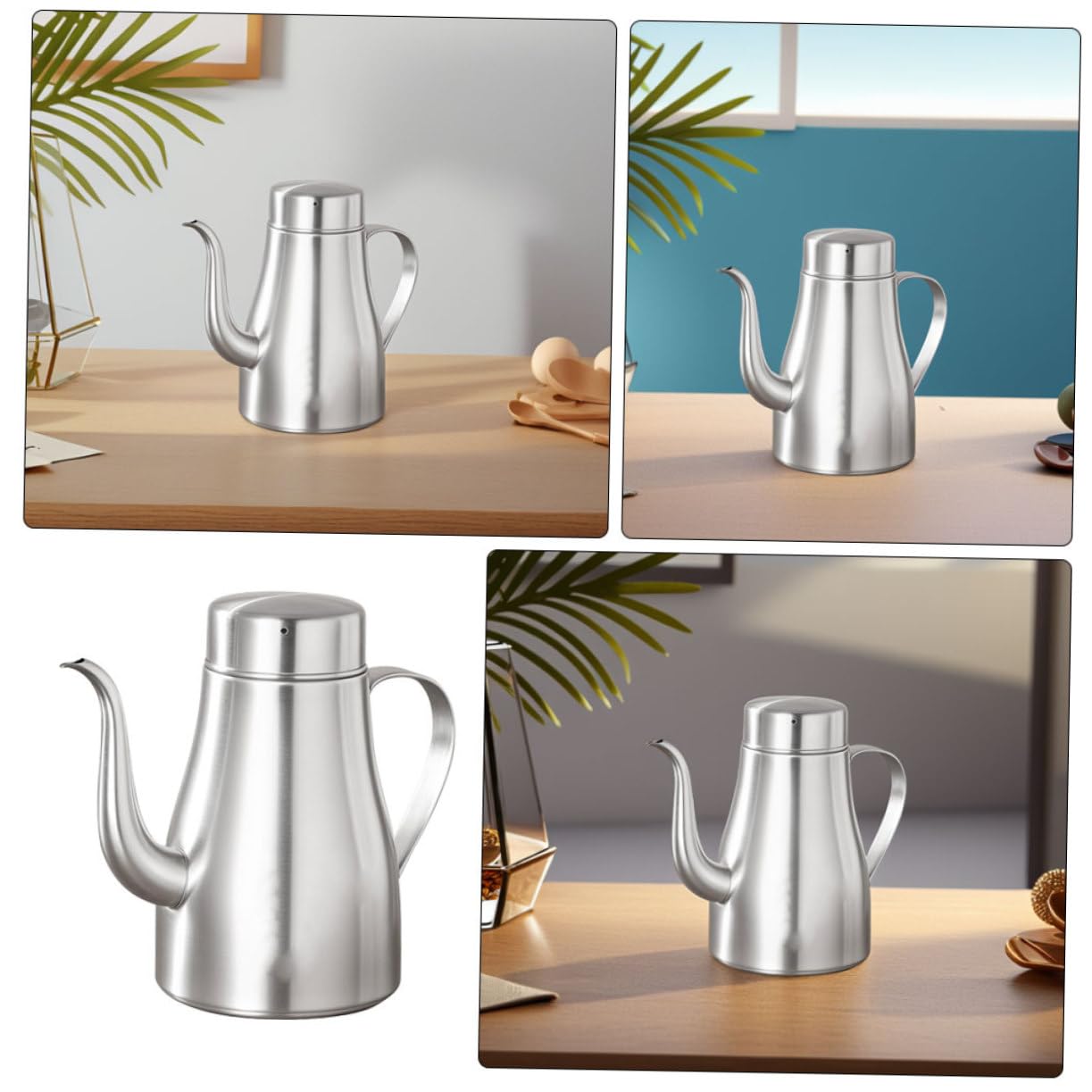 Oliera in Acciaio Inox 24oz, Argento, Beccuccio Antigoccia e Versamento Facile, per Olio da Cucina e Condimenti in Cucina