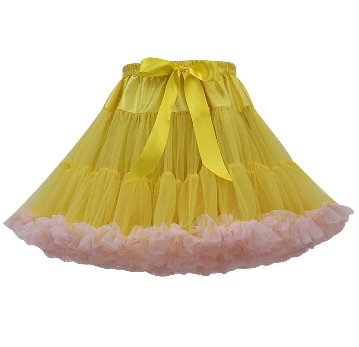 Womens Tutu Skirt Adult Puffy Tutu Skirts Tiered Tutus For Women Ruffle Fluffy Tulle Skirts For Adults Layered Tutu Underskirt Petticoat Fancy Dress Tutu Costumes Ballet Dance Tutus Party Yellow Pink