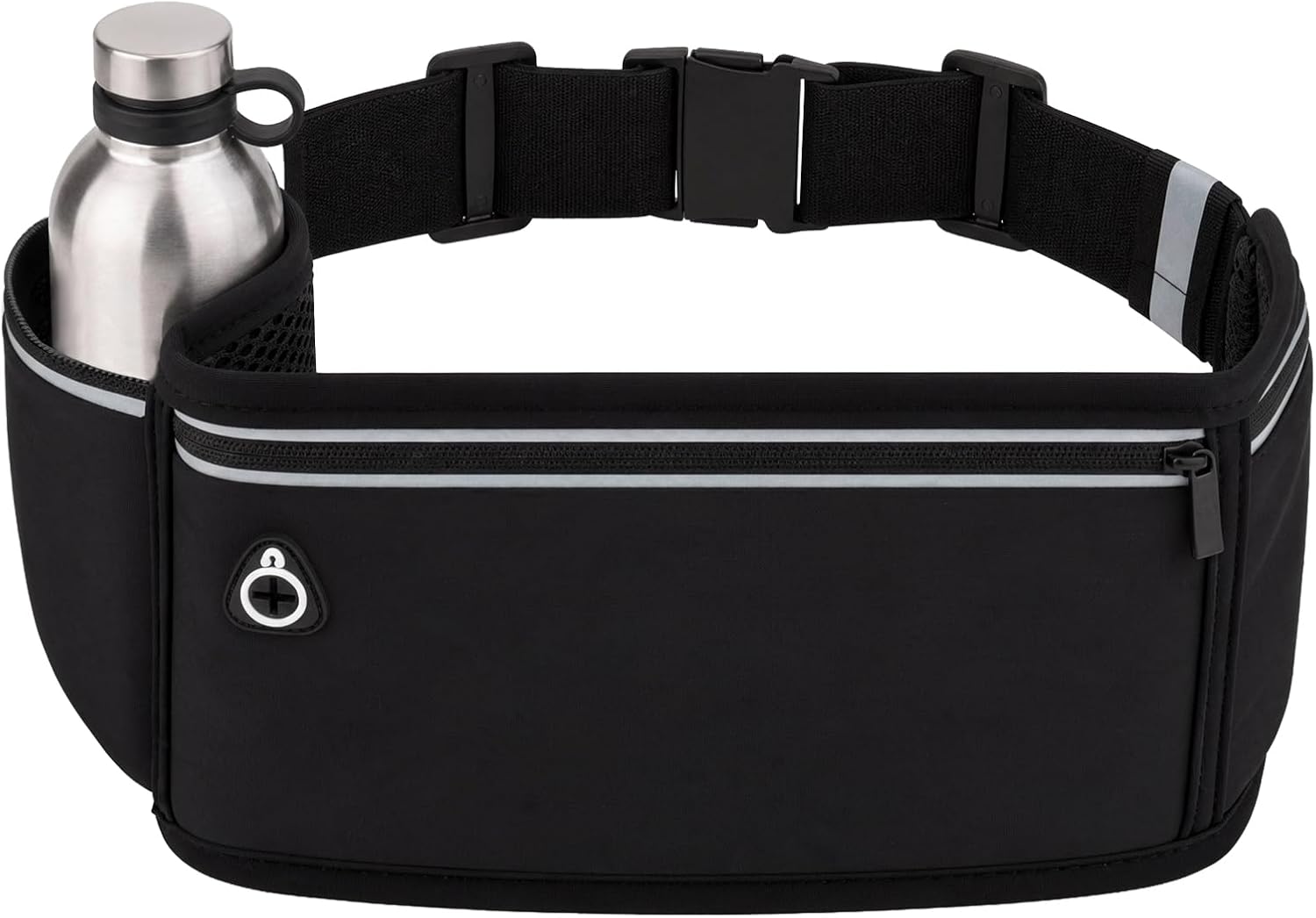 Running Hydration Belt with Water Bottle Holder, Slim Running Fanny Pack for Phone and Wallet Holder, Runners Pouch Waist Pack, Runner Gear Accessories Marathon Triathlon Walking Jogging - Black