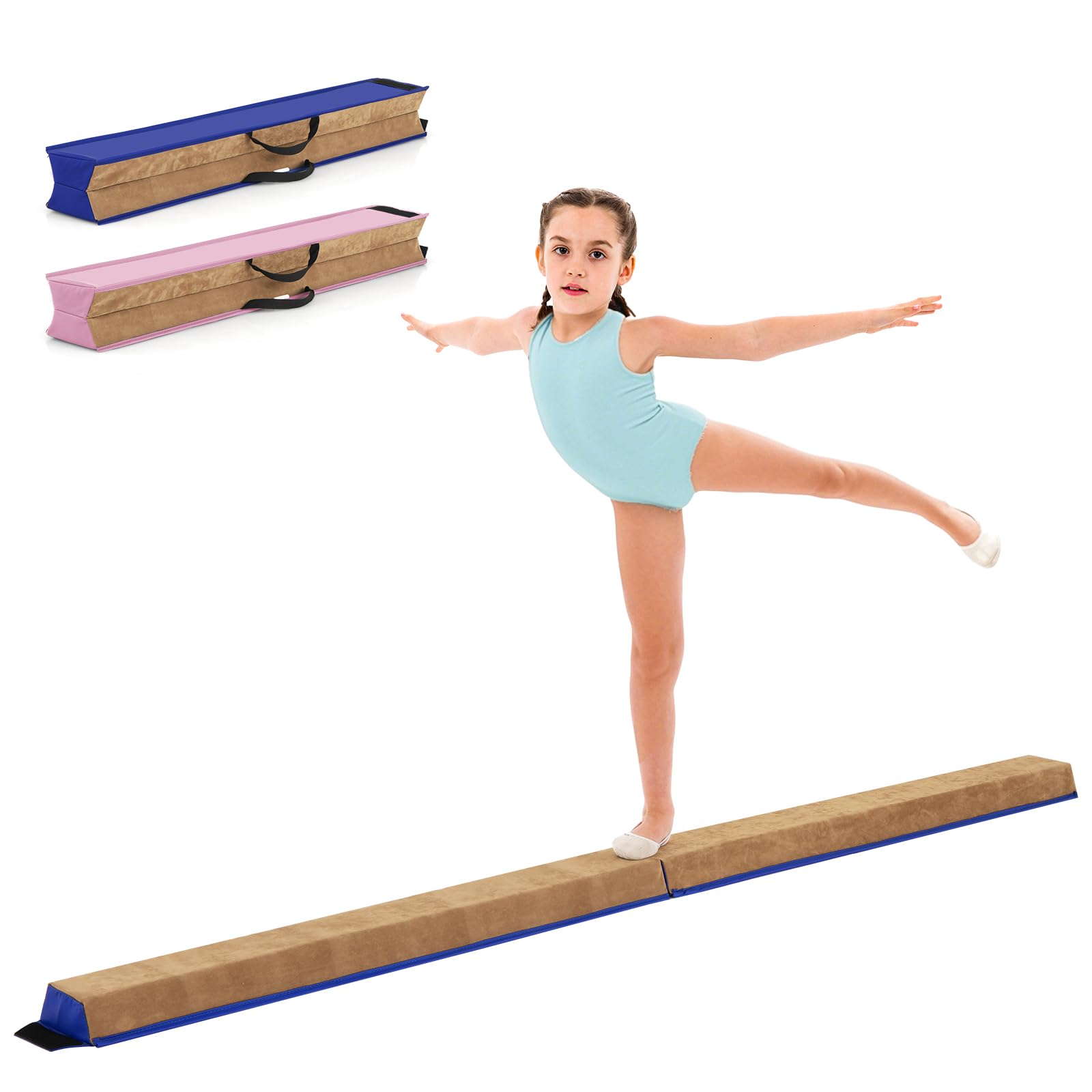 EASYCOMFORT Trave Da Ginnastica Per Allenamento Imbottita In Legno Rosa 240x10x6 5cm
