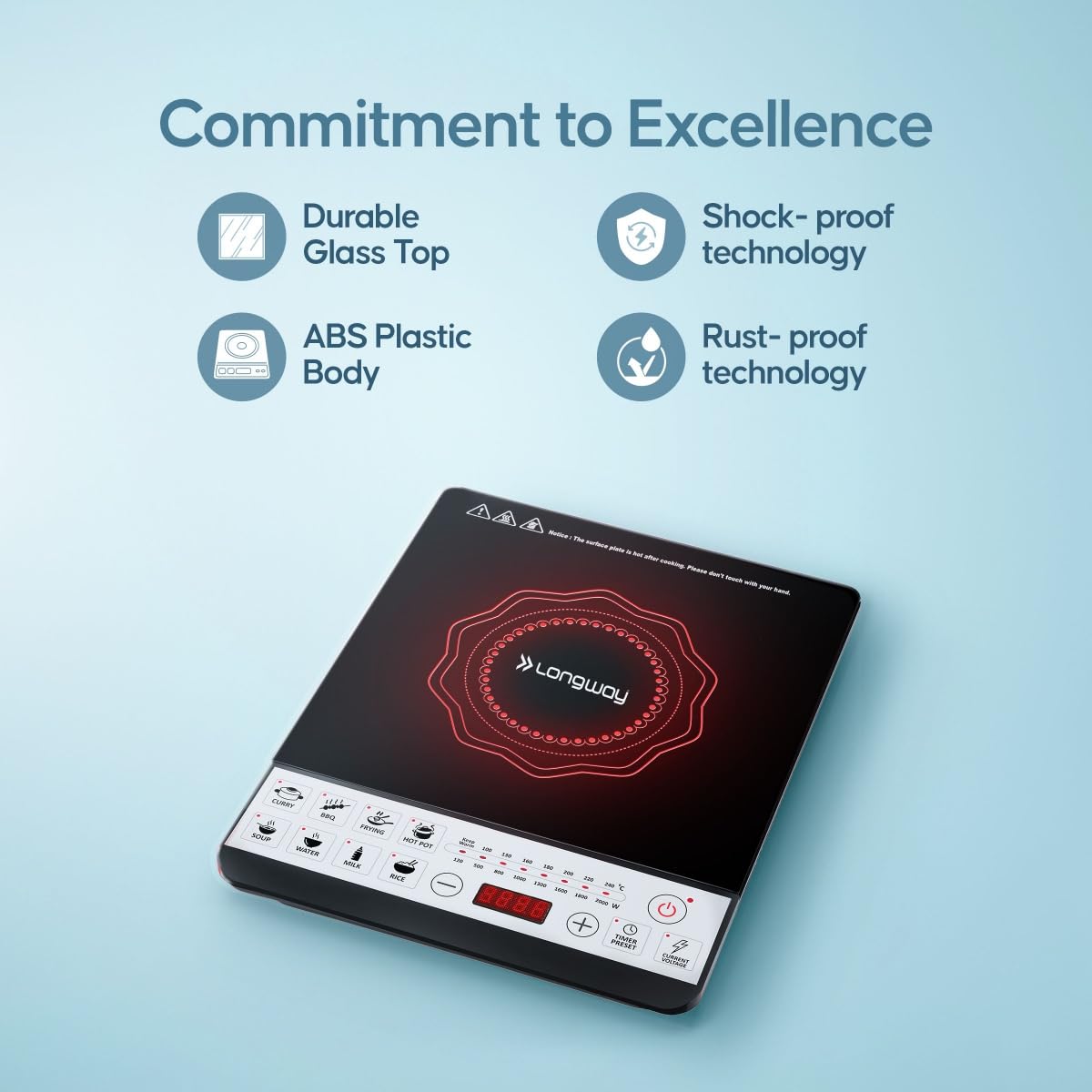 LONGWAY Cruiser IC 2000 Induction Cooktop - Black -3