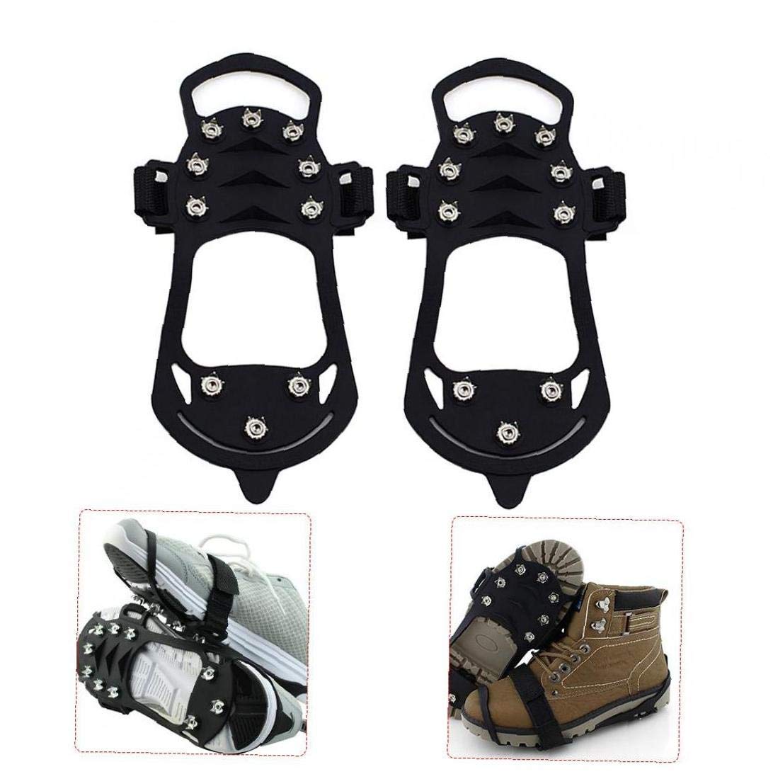 Poignées de Glace Crampons de Neige Crampons de Traction Pinces de démarrage de Chaussures Anti-dérapant 10 Crampons pour la Marche hivernale