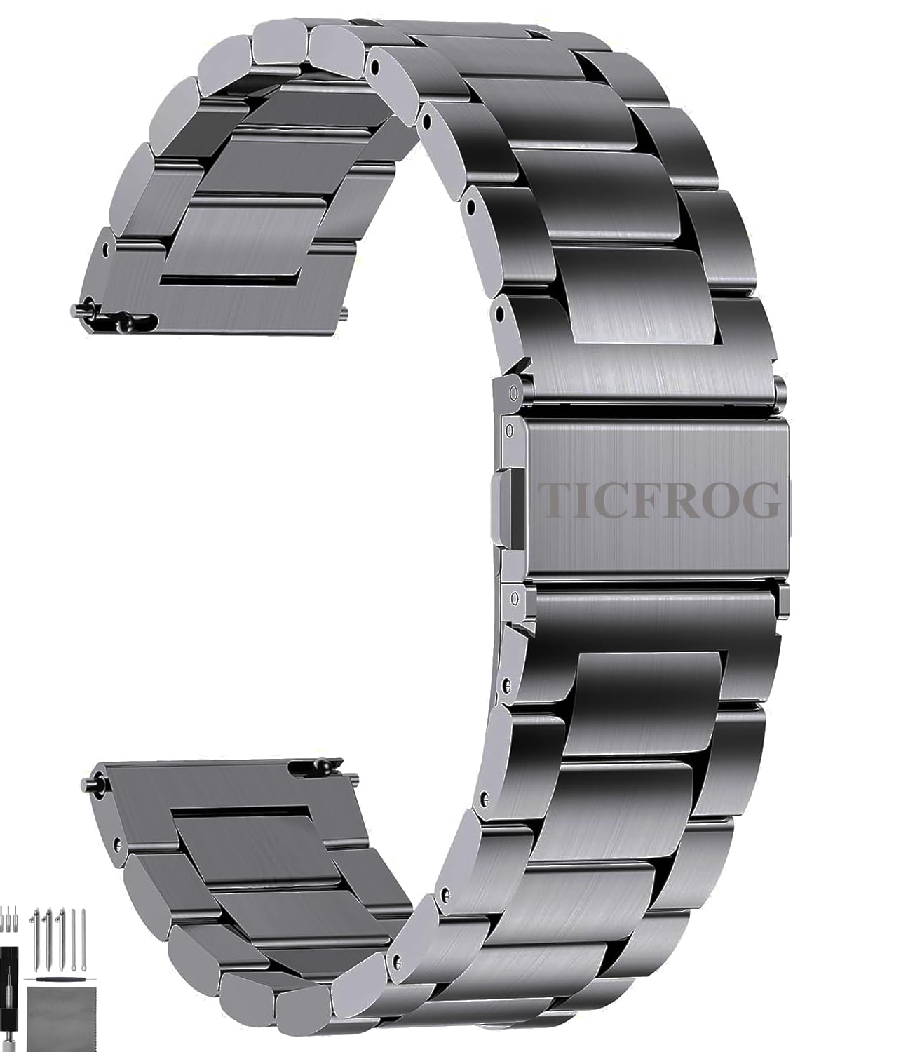 TICFROG Quick Release Stainless Steel Watch bands 18mm 20mm 22mm 24mm Universal Metal Replacement Watch Straps Compatible with Samsung Galaxy/Garmin
