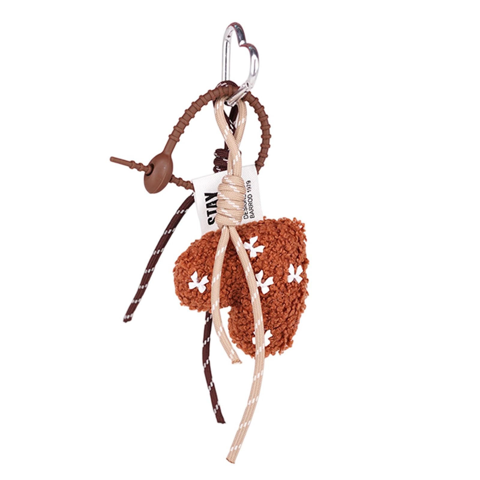Osniyaw A Plush Heart Shape Keyring With Braided Rope Eye Catching Keychain Charm Bag Pendant Ccessories Bag Ccessory