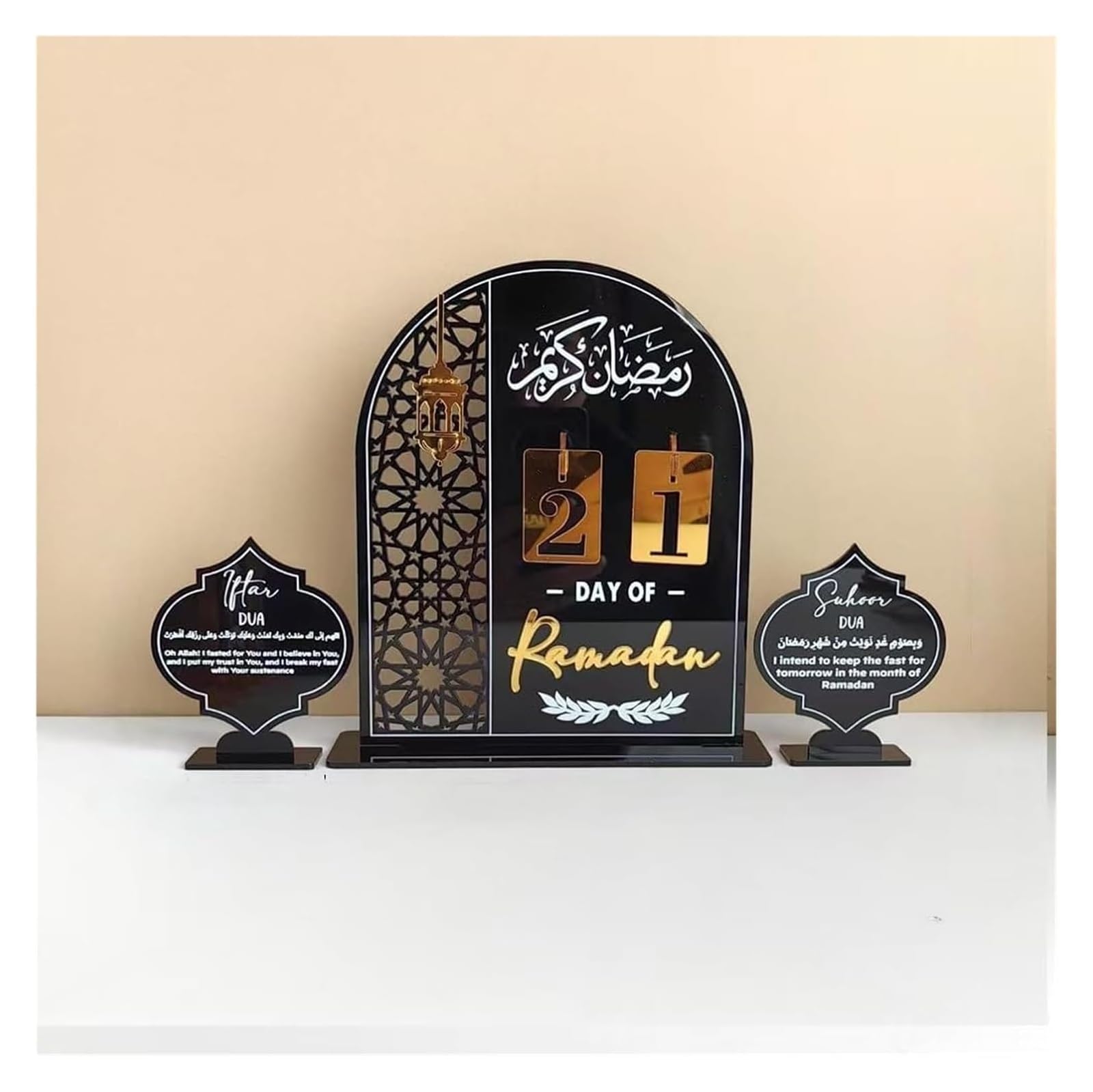 Ptrecniok Ramadan Decorations For Home Table， Ramadan Countdown Calendar Eid Mubarak Acrylic Ornament Party Decoration(Black)