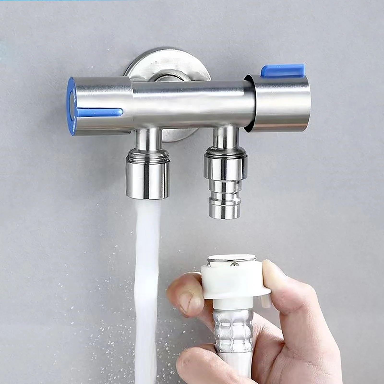 1 In 2 Out Rubinetto Lavatrice WC Doccia Valvola 19735,19796 Bagno Triangolo Valvola di Controllo Acqua Valvola Deviatrice Doppio Controllo 1 Pz(Female thread)