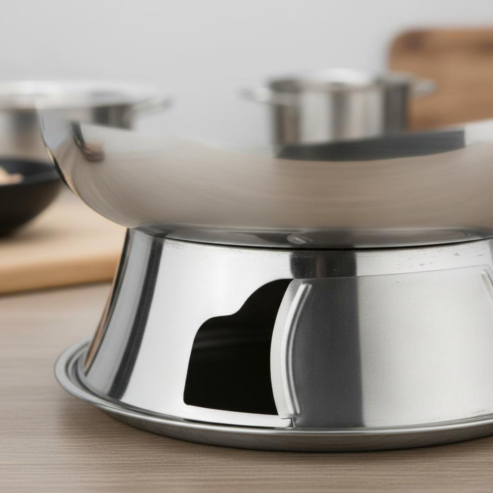 Hotpot in Acciaio Inox Bruciatore per Fonduta Cinese Pentola per Fuoco Fornello Tradizionale con Base Stabile E Copertura per Cottura Materiale, Oro Rosa, 32 Cm