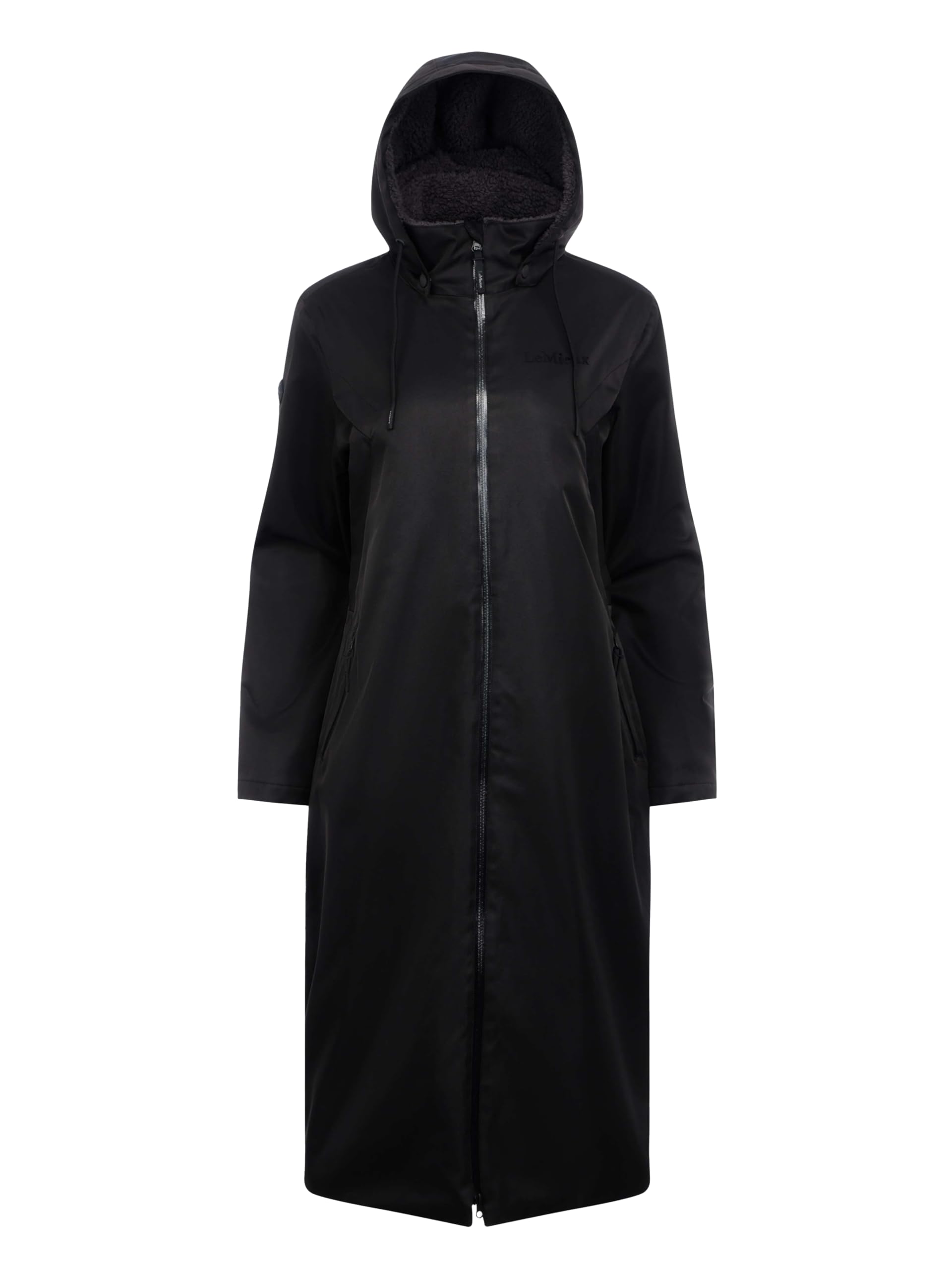 LeMieux All Elements Robe - Full-length Sherpa Fleece-lined - PFC-free Waterproof Fabric - Detachable Adjustable Peaked Hood - Black - UK14