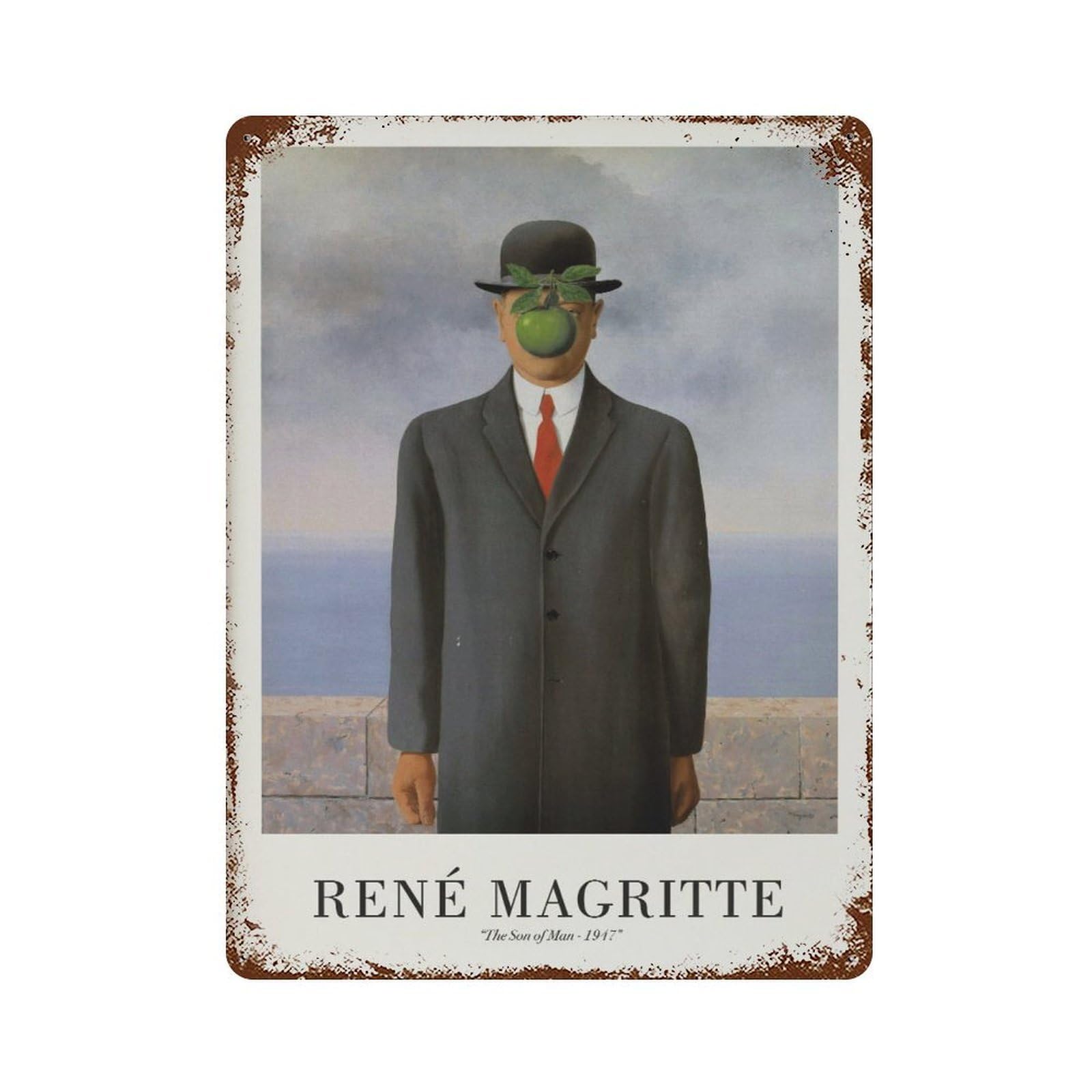 xiaoxiaoshen Rene Magritte 'the Son of Man' Surrealist Wall Decor Art Metal Tin Poster Modern Home Decor Art Home Bar Shop Decorations Vintage Sign 40x30cm