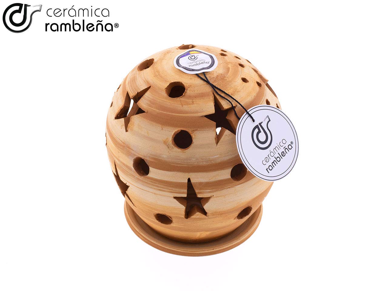 CERAMICZNY RAMBLEÑA | Świecznik z czerwonego błota Model Ball | Świecznik Latarnia | Dekoracyjne świeczniki | 100% Handmade | 12x12x14 cm