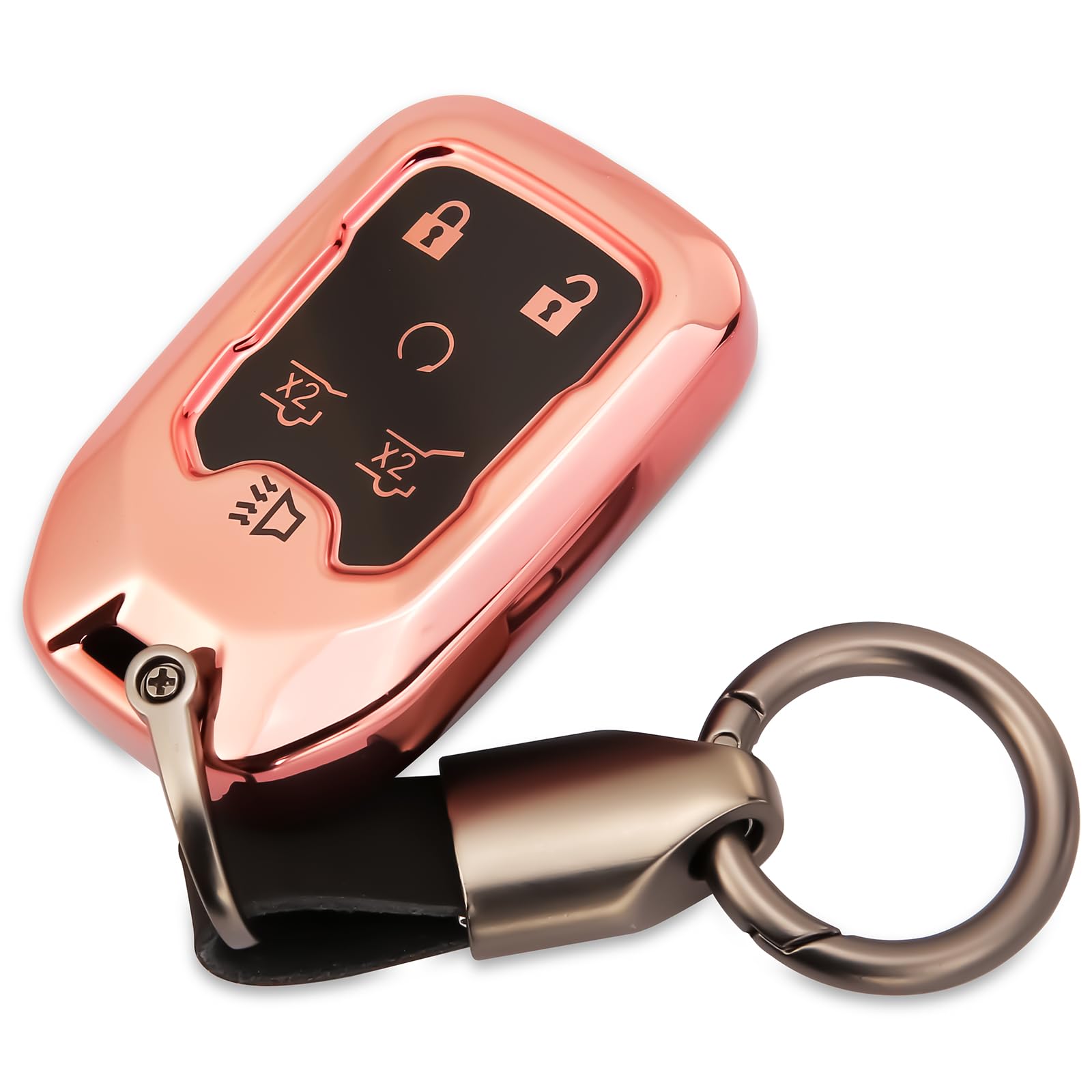 LIANGYM Key Fob Cover, Keychain, TPU Key Case, Compatible with 2015-2020 GMC Yukon XL/Denali, Chevy Tahoe/Suburban, 6-Button