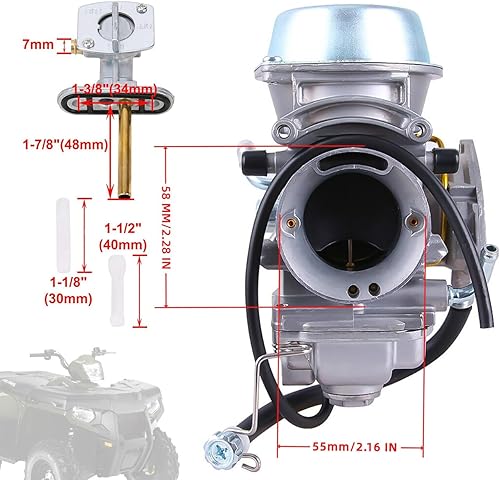 Miniatura 3 de Sportsman 500 Carburador con válvula de combustible compatible con Polaris Sportsman 500 4x4 HO 2001-2005 2010 2011 2012 Carb Polaris Scrambler 500