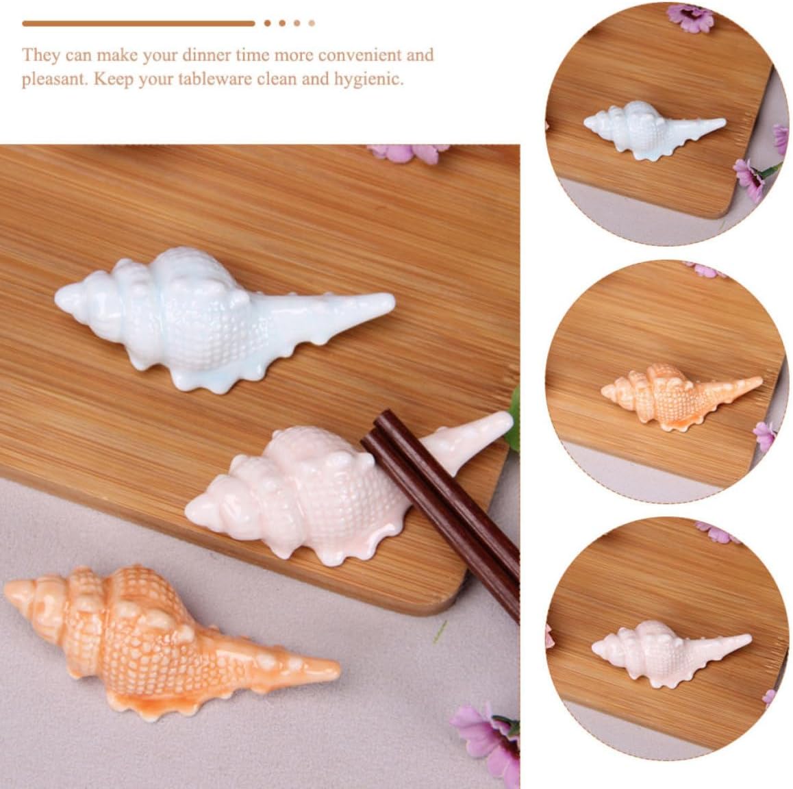 6pcs Ceramic Conch Chopstick Rest Holder for Dining Table Decoration image 3