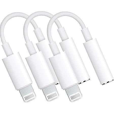 【3 Pack】 Lightning to 3.5mm Headphone Jack Adapter Connector Aux Audio Adapter iPhone Adapter White Support for iPhone 7/7P/8/8P/X/XS MAX/11/11 PM/12/12PM/13/13PM Compatible iOS 10.3 or Later 【COVS】