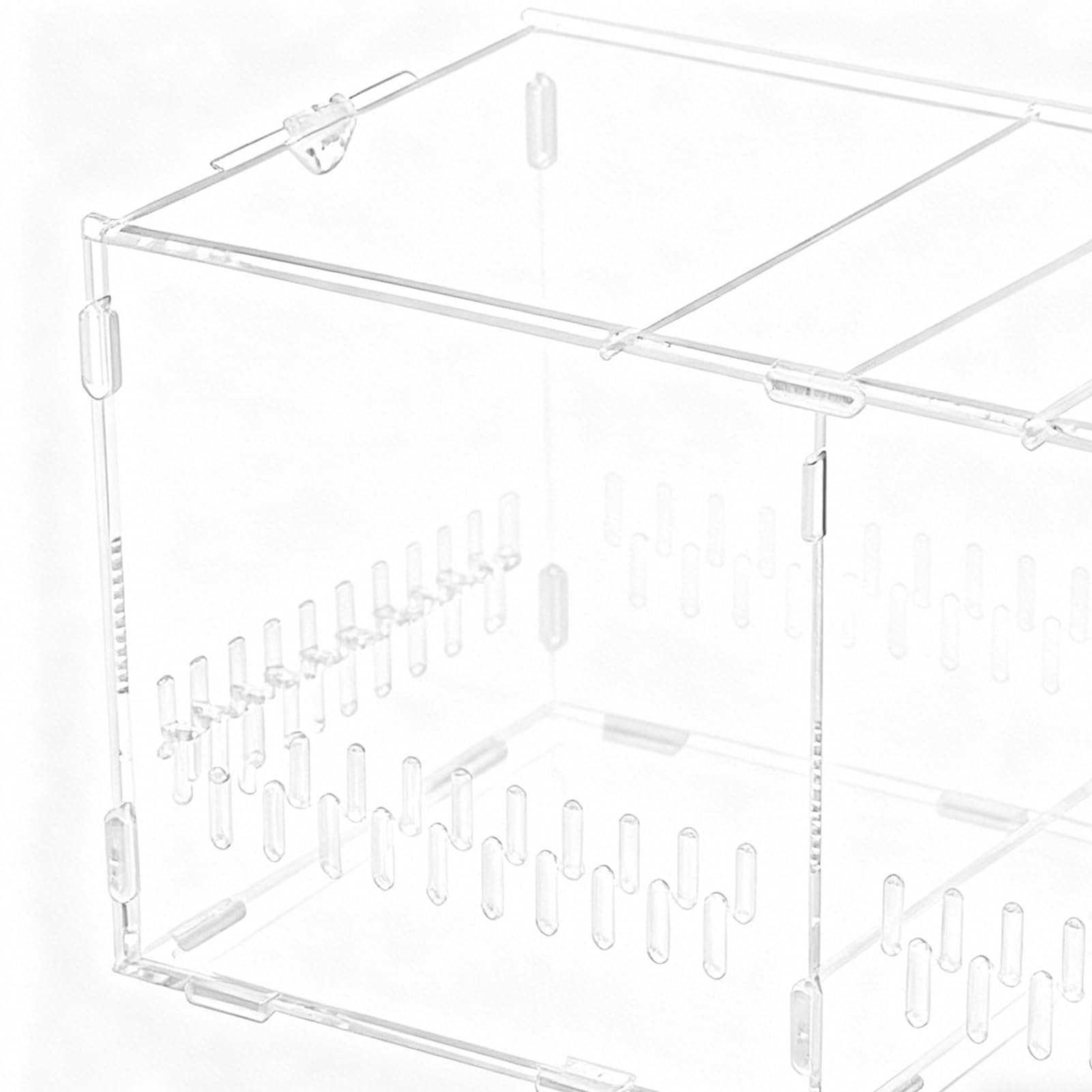 Siedlisko dla pająków skoczków - Oddychająca i przezroczysta akrylowa wanna | 40 x 20,5 x 20 cm Terrarium dla gadów z pokrywką - dla żółwia węża żółwia kraba żaba roślina piasek skała