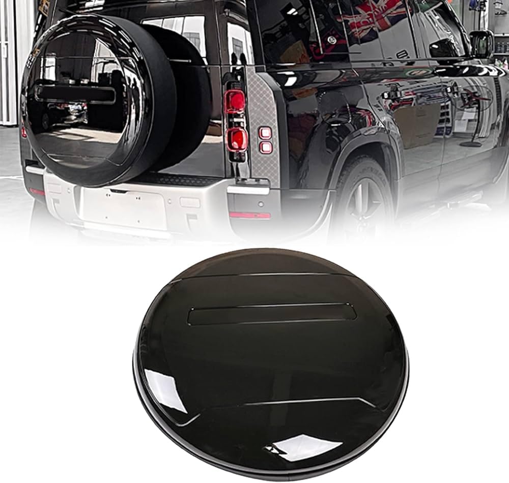 Spare Wheel Tire Cover Fits for Land Rover Defender 90 110 130 2020-2023 Black ABS PU Rear Spare Tyre Tire Cover Protector