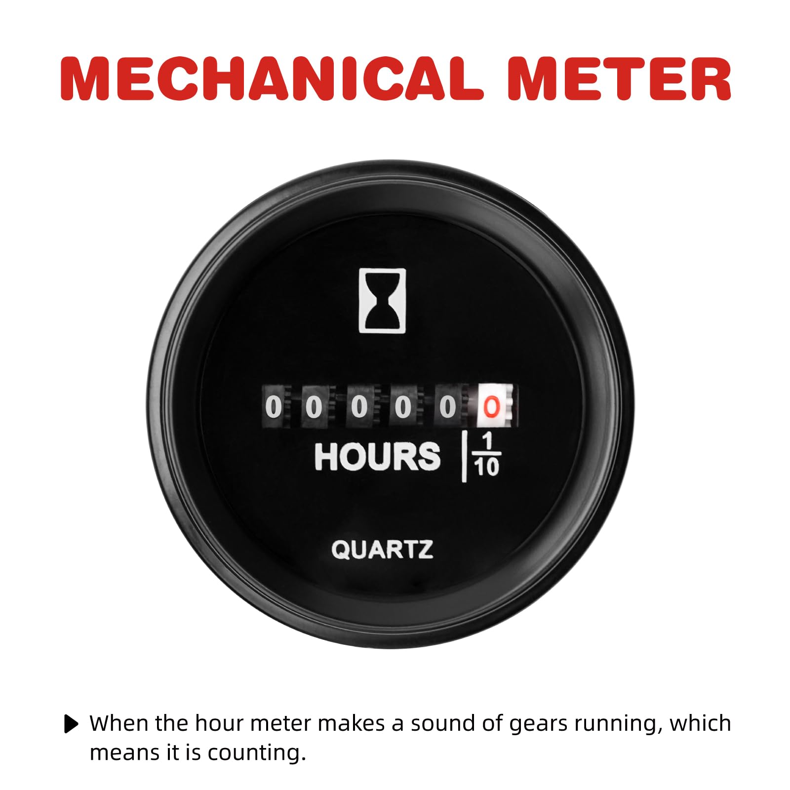 Compteur d'heures Quartz Minuterie Mécanique Ronde Jauge d'heures Moteur Encliquetable pour Motoneige Auto Bateau Automobile Tracteur Pelouse Marine Camion Générateur (S-DC8-80V)