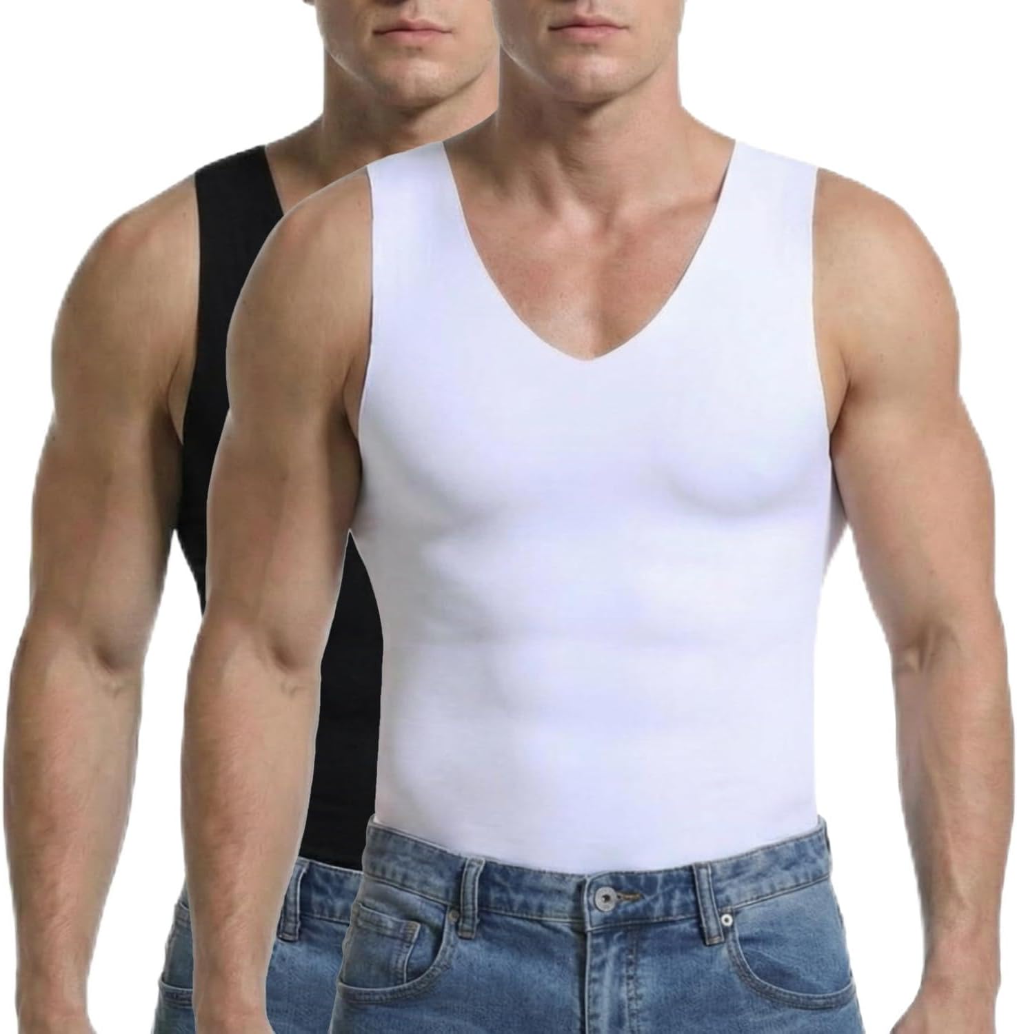 Mens Compression Shirt Slimming, Shapewear Tank Top, Gynecomastia Tummy Control Undershirt, Workout Vest