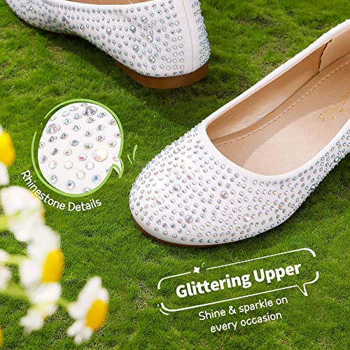 DREAM PAIRS Girls Ballet Flats Dress Shoes,White/Suede,5 Big Kid by DREAM PAIRS - Used condition - Image 3