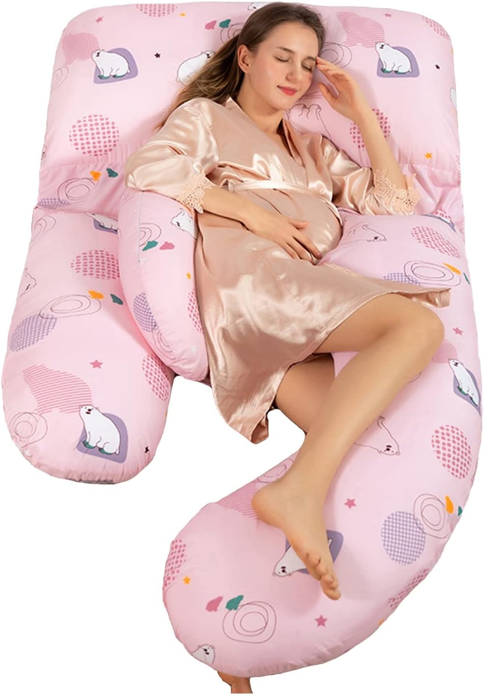Pregnancy Pillow 180cm Pregnant Woman Sleeping Pillow, Comfortable Cotton U-Shaped Maternity Pillow and Body Pillow, Multifunctional Maternity Nursing Pillow