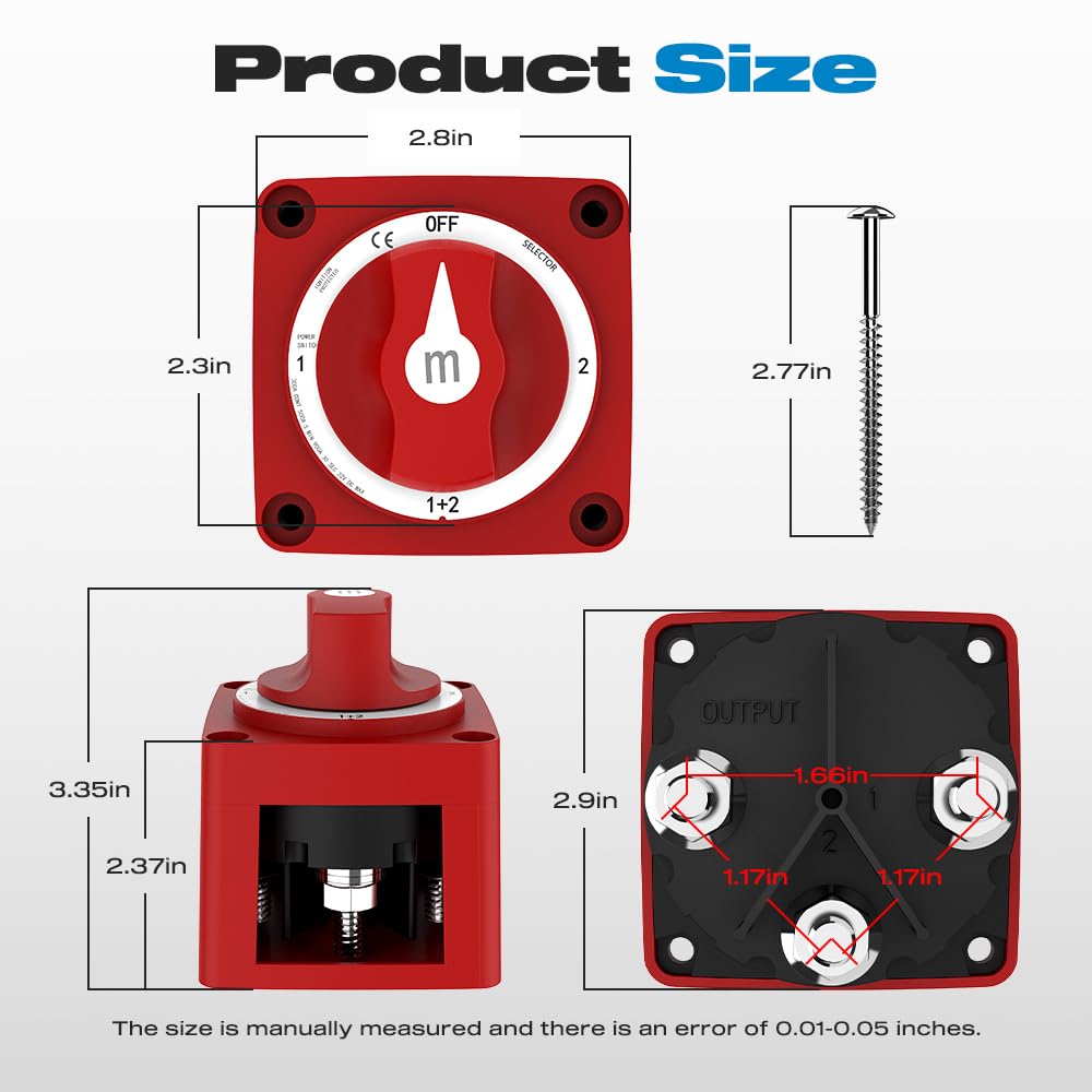 Nilight 1 2 Both Off Battery Switch, 12V 48V Battery Disconnect Master - View #12