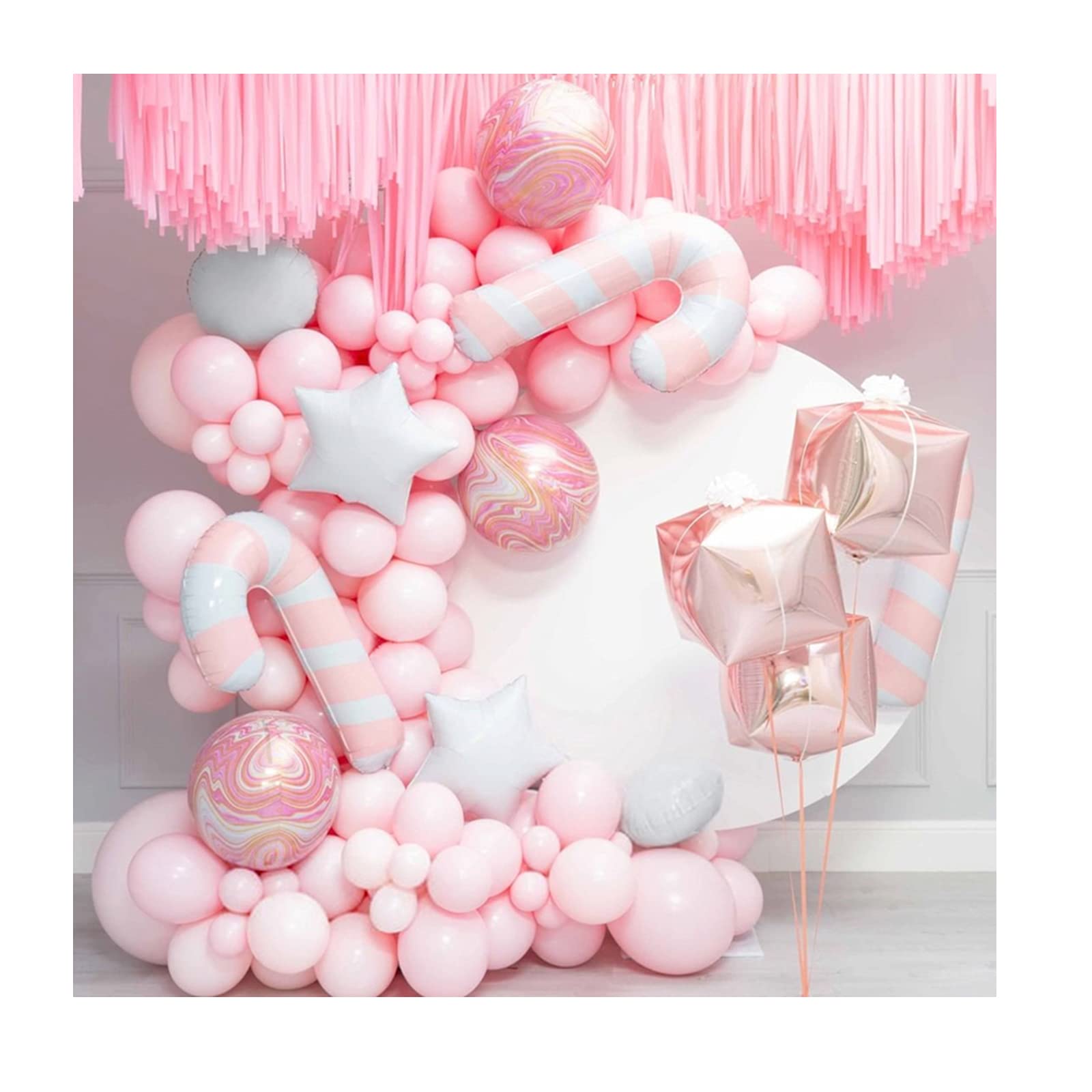 VCOMBalloon Garland Arch Kit 111PCs including 4D Pink Balloons Stars Party Decorations for Baby Shower Birthday Wedding Bridle Shower
