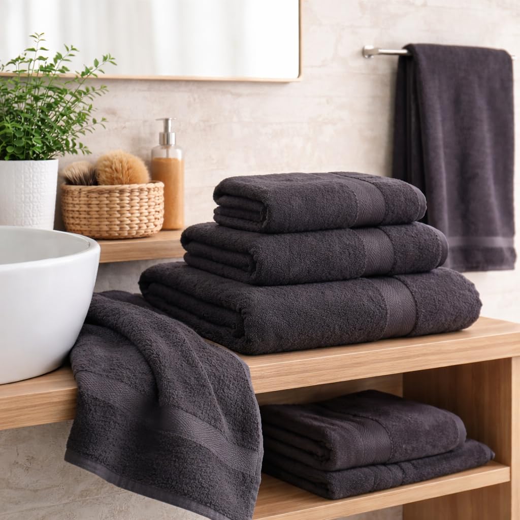 Betz Set di 4 asciugamani in spugna Premium 100% cotone 2 asciugamani da doccia 70x140 cm 2 asciugamani 50 x 100 cm 100% puro cotone (grafite)