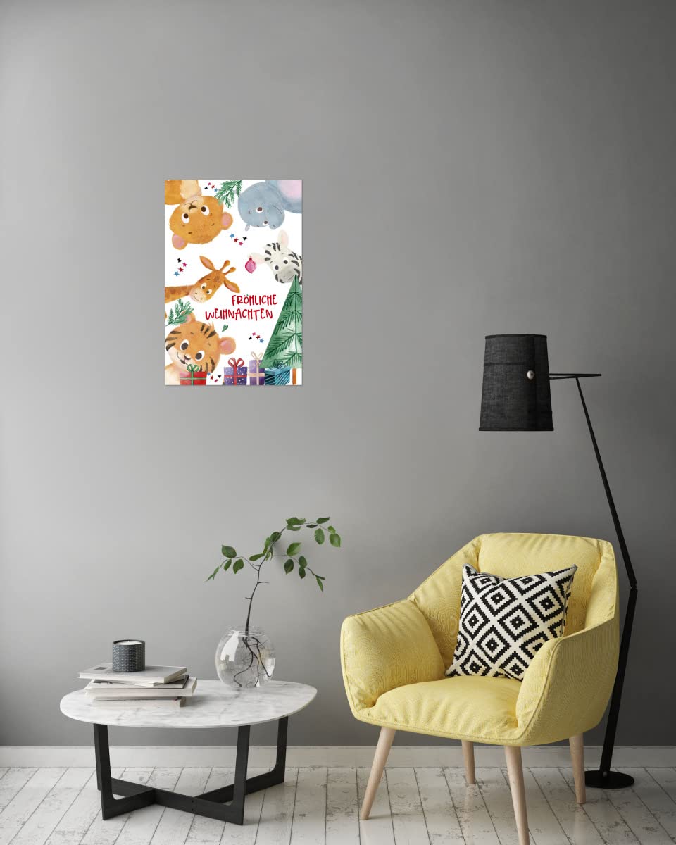 artboxONE Poster 120x80 cm Für Kinder Fröhliche Tiere an Weihnachten - Bild tiere adventskalender animals