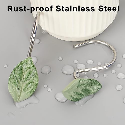 Miniatura 3 de 12 ganchos decorativos para cortina de ducha, ganchos de ducha de acero inoxidable antioxidantes para cortina de ducha y forro, bonita decoración de