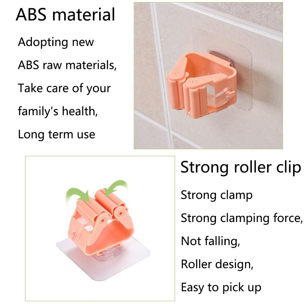 Amazon.com: Sdjdhej Broom And Mop Holder Clip 4 Pcs Mop Broom Wall Mounted  Heavy Duty With Plastic Hooks Hanger No Drilling Mop Gripper For Home  Bathroom Kitchen (pink) : Health & Household