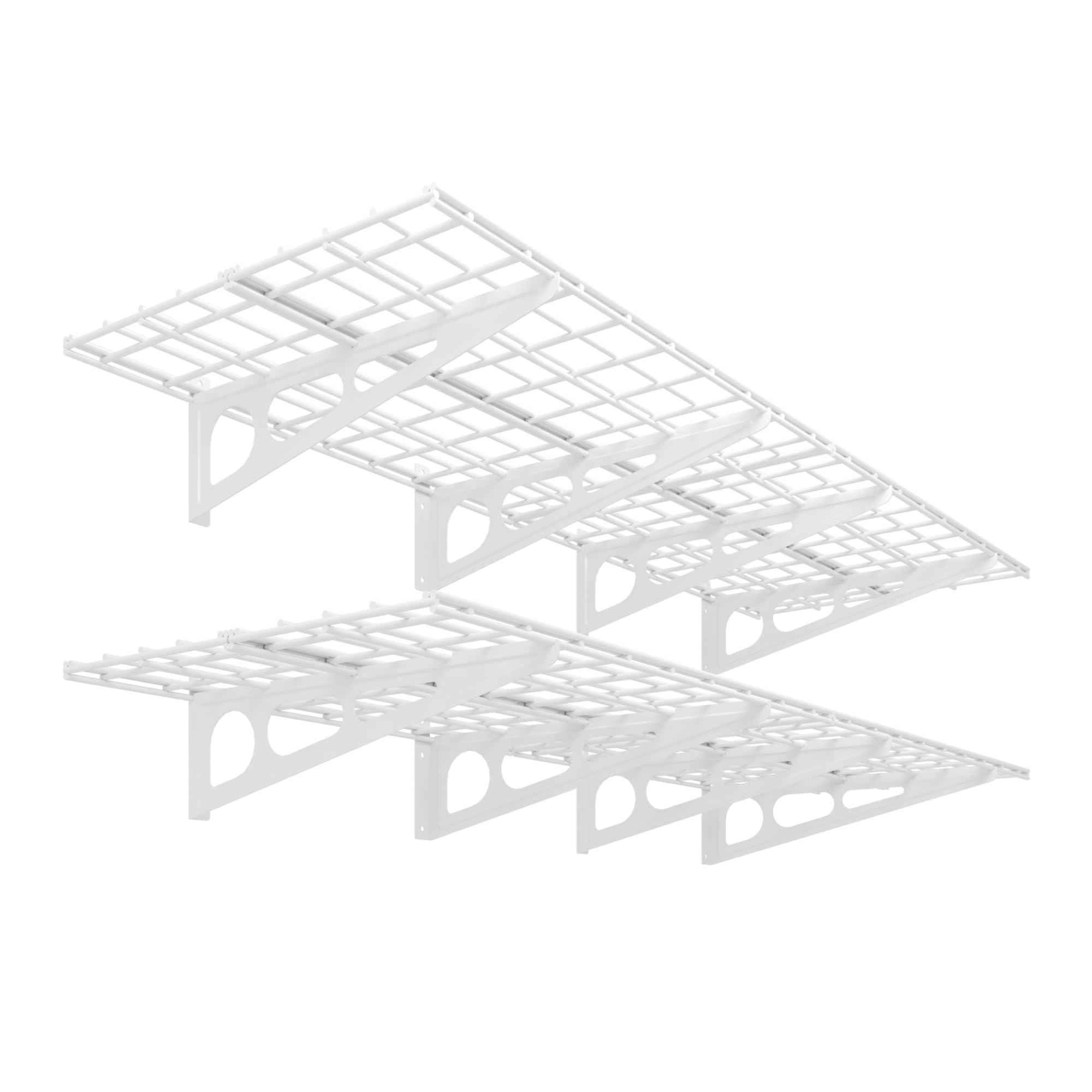 2-Pack 2x6ft 24-inch-by-72-inch Wall Shelf Garage Storage Rack Floating Shelves, 1200 lbs Load Capacity, White, Classic Series