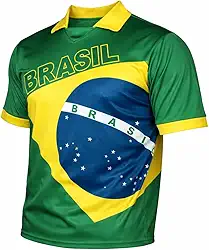 Camisa Polo Bandeira Brasil, Verde, 100% Poliéster, Unissex, Copa do Mundo Futebol, Gola Polo sem Botão, P M G GG