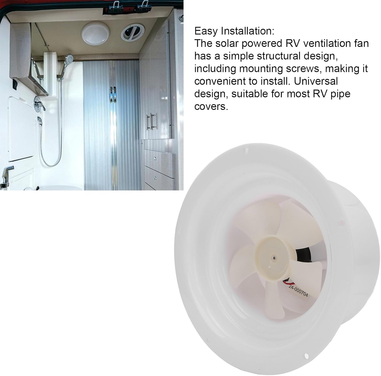 Solar Vent Fan, High Strength Solar Powered Ventilation Ceiling Exhaust Fan with Mounting Screws for RV Boaters Campers Trailers Marine Use