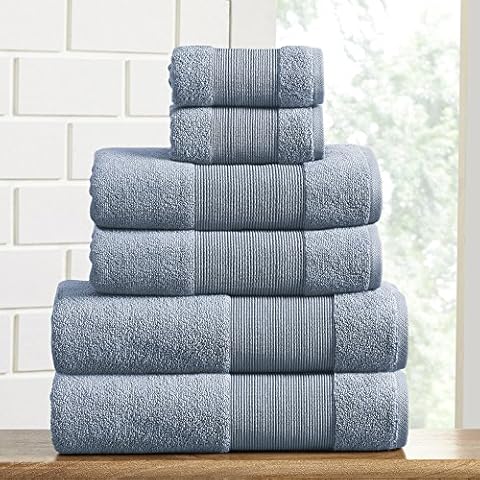 Modern Threads Air Cloud 6-Piece Towel Set - 100% Zero-Twist Cotton, 500 GSM, Quick Dry & Plush, Blue Cover