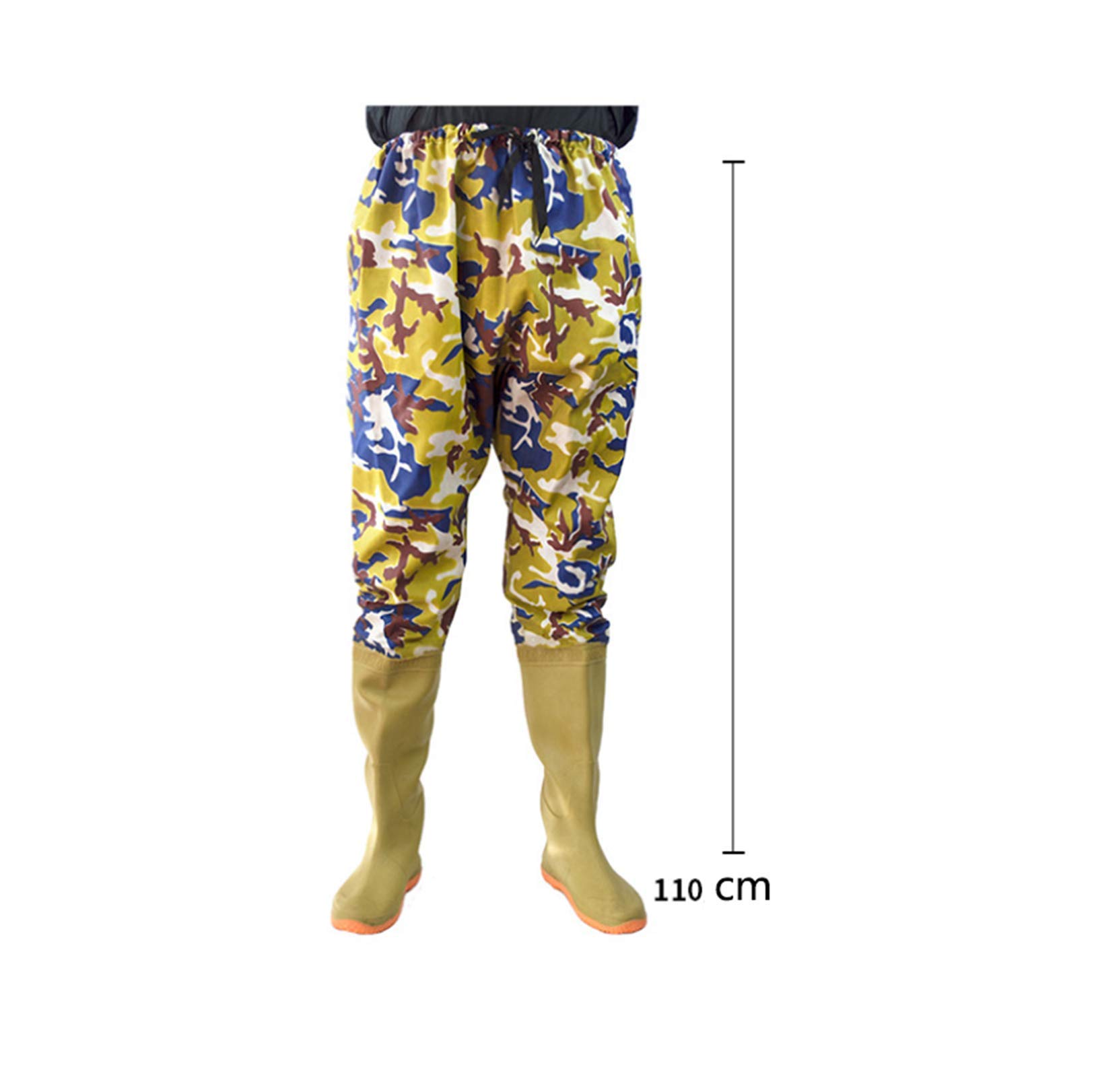 Trampolieri da Uomo in Nylon PVC Impermeabile con Stivali di Gomma Taglia 36-45, Pantaloni da Pesca Antiscivolo Traspiranti Alti 110 Cm/Waders/Waders, Camouflage