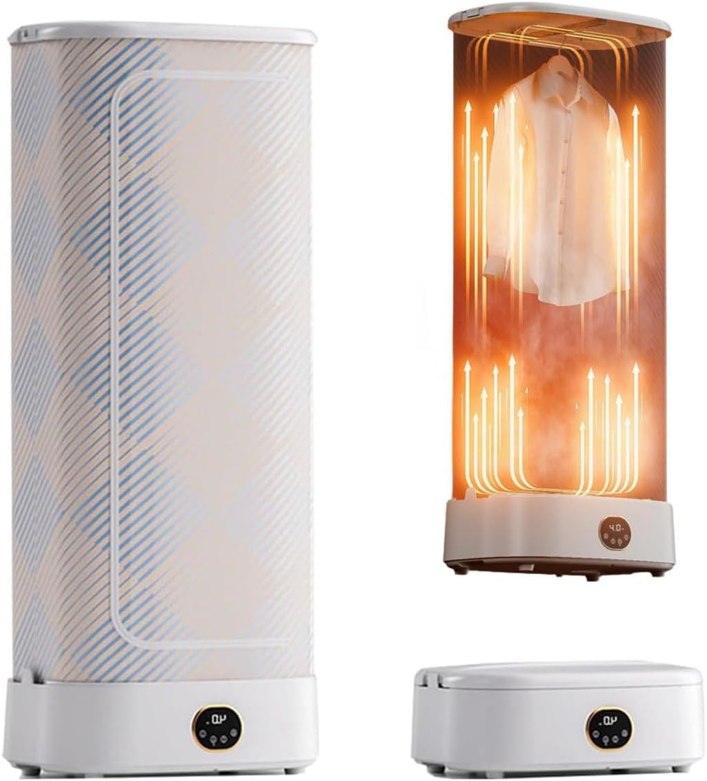 1000W Vertical Steam Iron - Wireless & Foldable Clothes Drying Rack with Remote Control - Fast Wrinkle Remover Electric Garment Steamer for Fabrics & Clothes