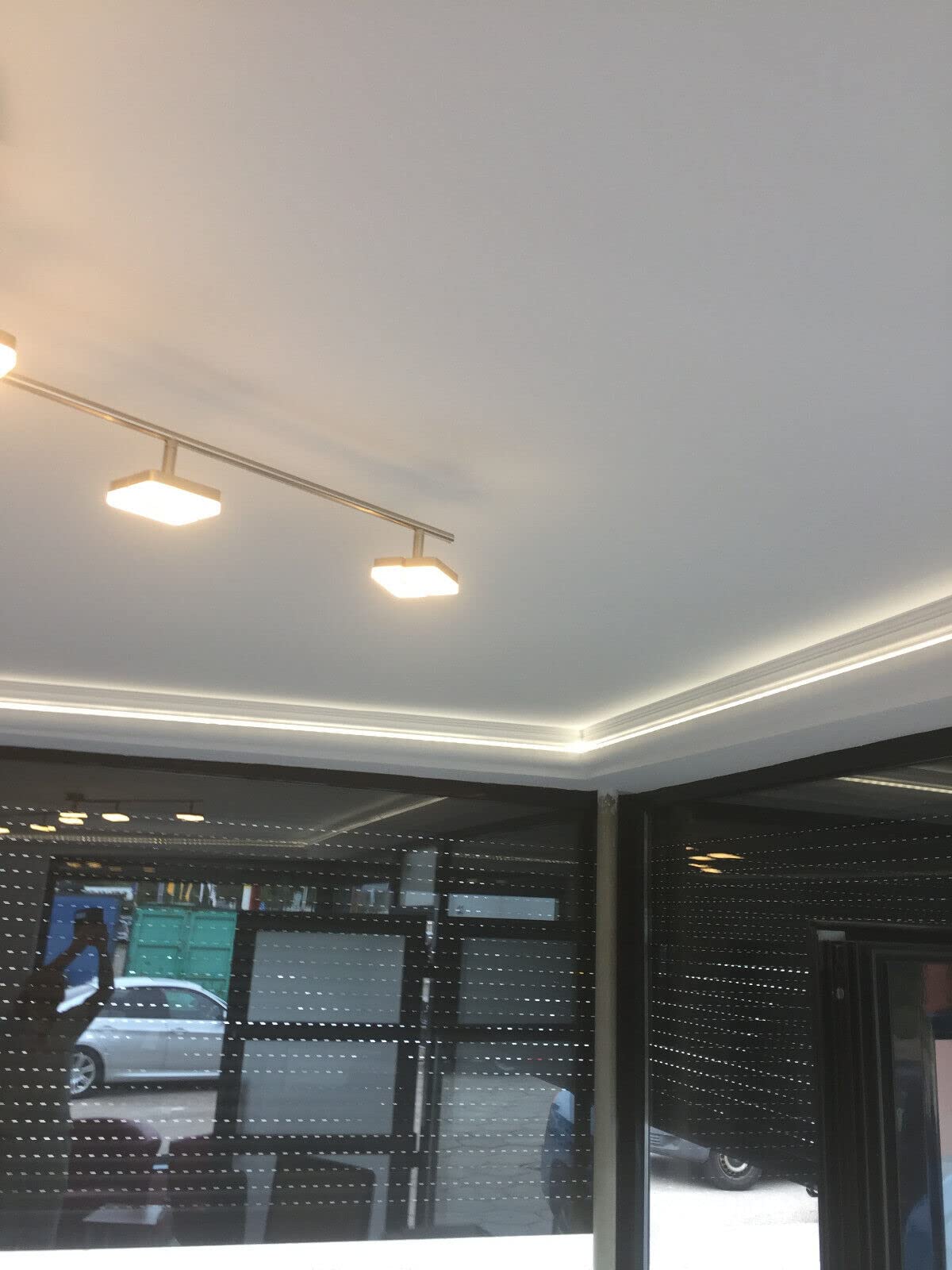 Baguette Décorative Pour Plafond Pareto-Decor - 10 Mètres, Profil Pour éclairage Indirect, XPS & LED, Référence OL-21, Blanc, Allemagne