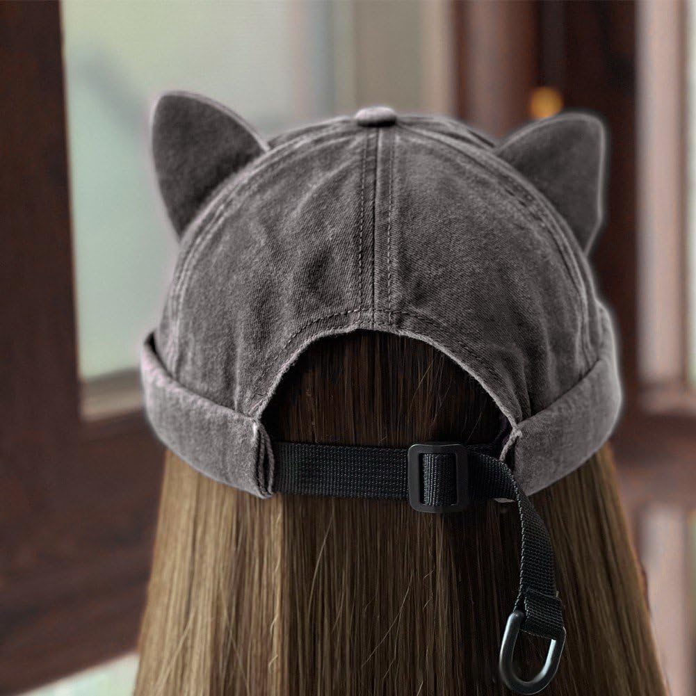 Cappello Marinaio con Orecchie di Gatto, Berretto Marinaio Senza Tesa, Berretto retrò con Polsini Arrotolati