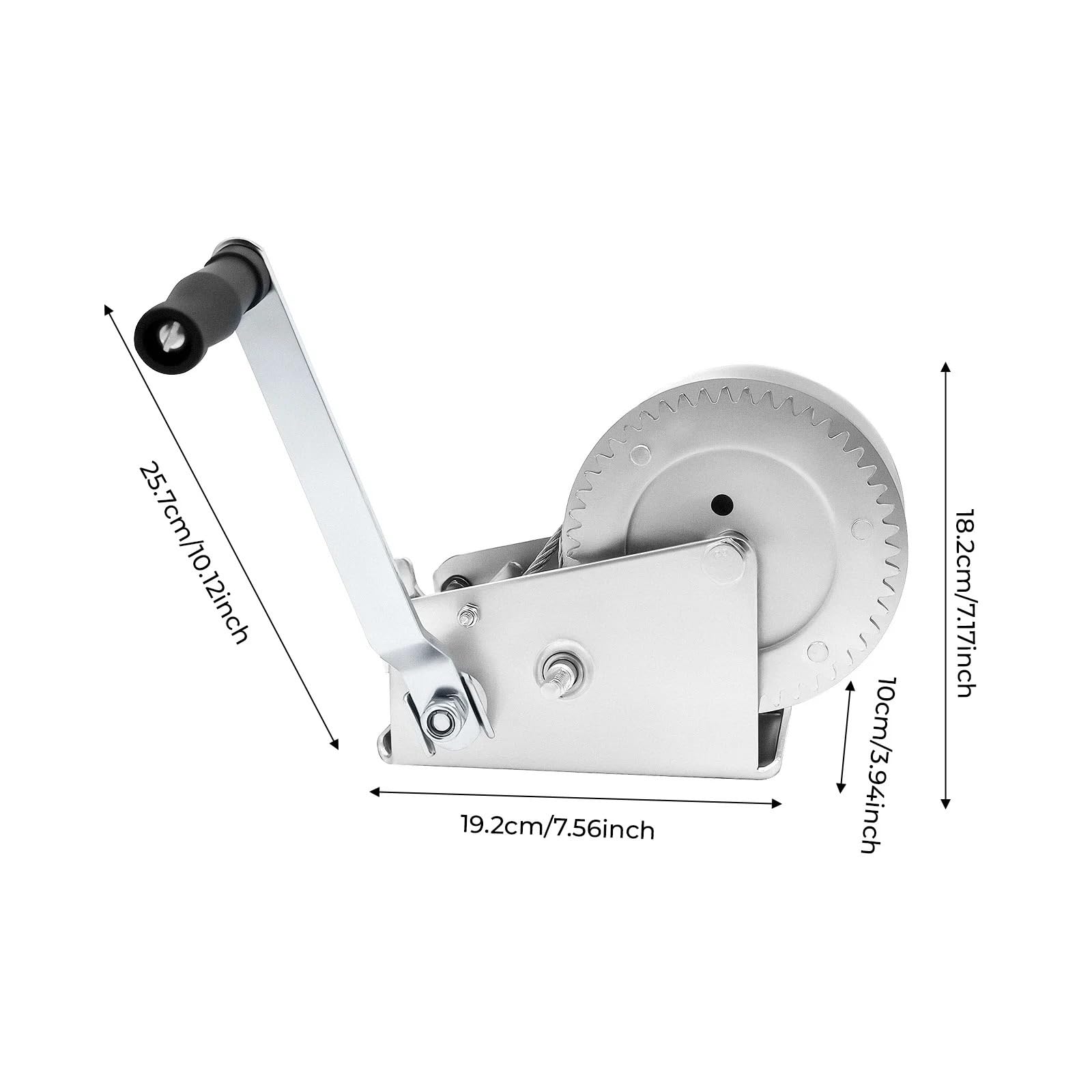 Elektro-Seilzug Manuelle Winde, maximale Zugkraft 3500 lbs, silberne Stahlkonstruktion, Übersetzungsverhältnis 4:1/8:1, für LKW-Anhänger, Boote