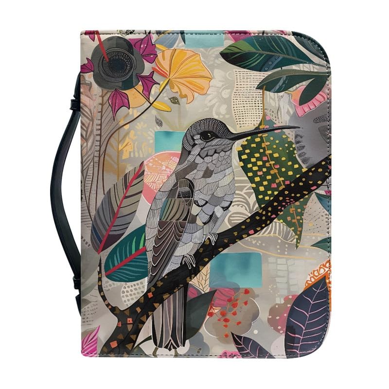 Kuiaobaty Hummingbird Book Cover for Bible, Modern Painting Art Forest Bird Novel Book Carry Case with Inside Slots for Phone,Pen,M — image 1