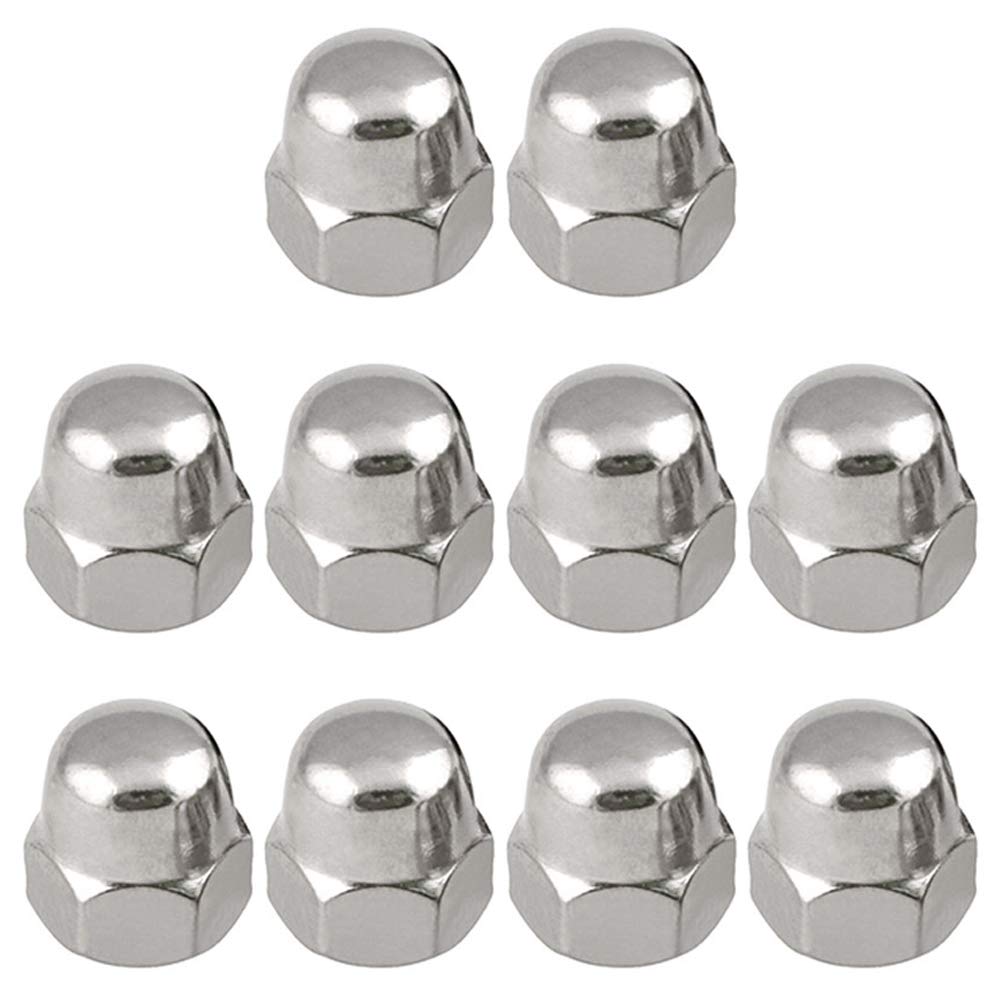 10 Pieces M6 Thread Dome Head Stainless Steel Acorn Hex Cap Nuts Stainless Steel Hex Acorn Cap Nuts for Screws Bolts, Silver