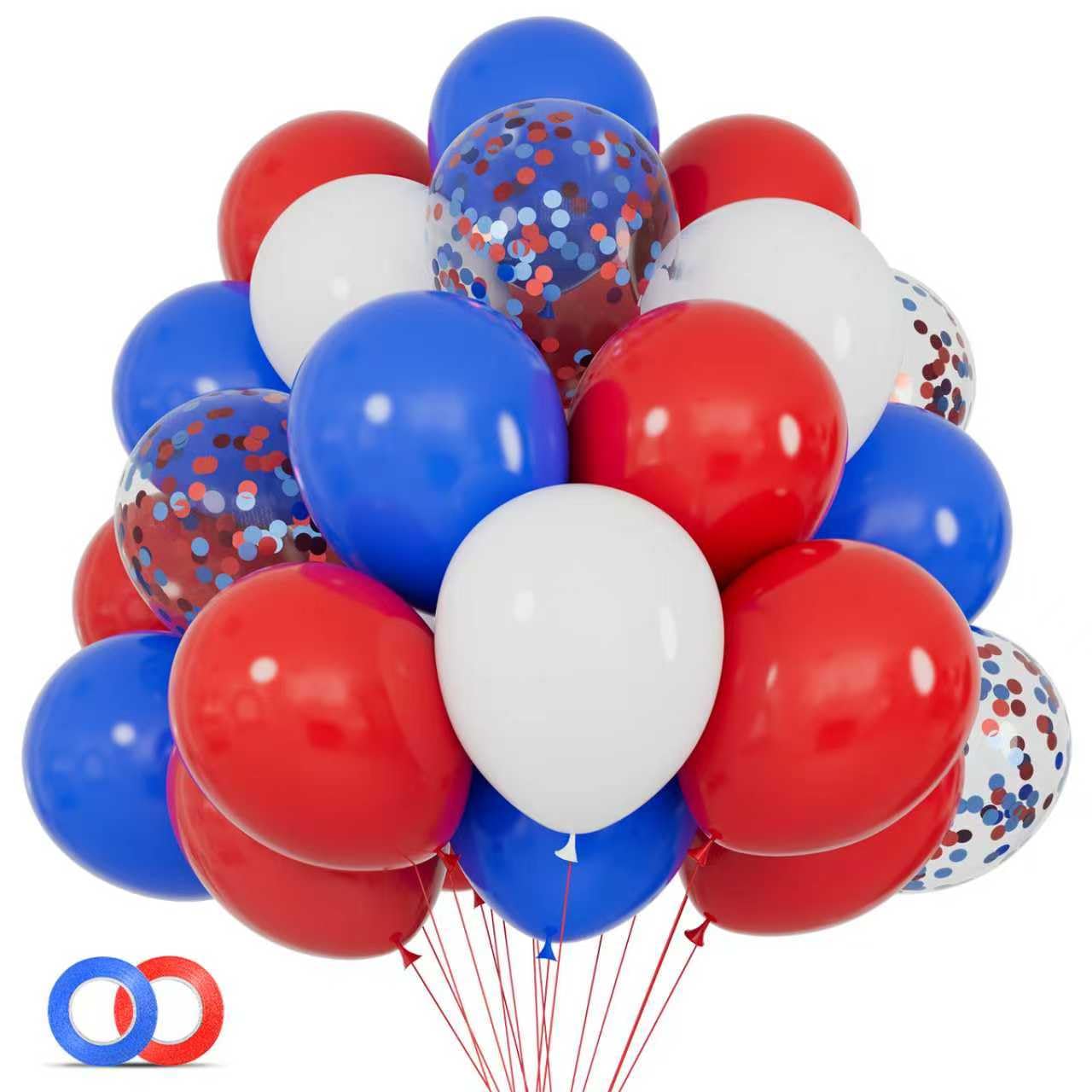 Latex Balloons Set, 68 Pieces, Shiny Colours, Party Decorations for Birthday, Baby Shower, Wedding (Red White Blue Balloons)