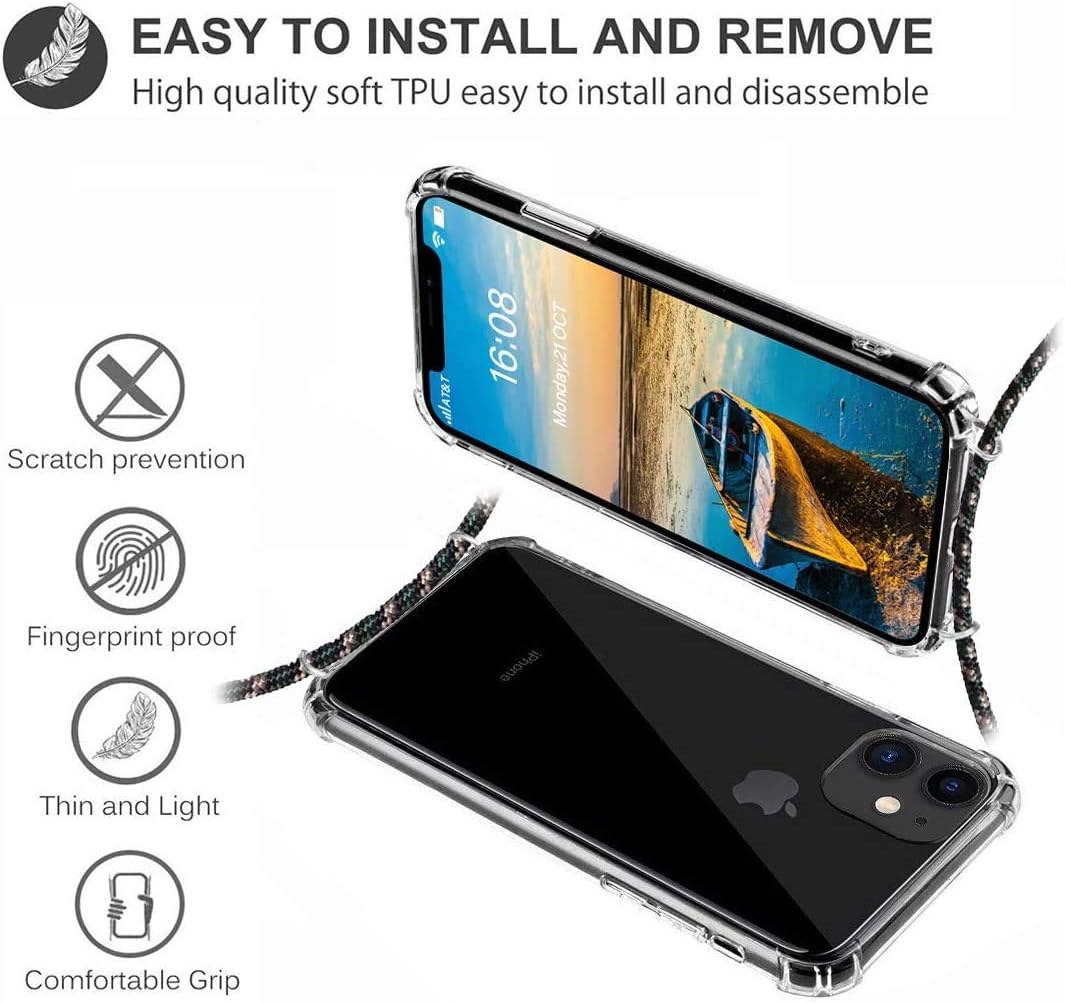 Smartphone Necklace with Transparent Silicon Case for Samsung Galaxy S20 Cover TPU Soft Case with Adjustable Length Lanyard - Image 3