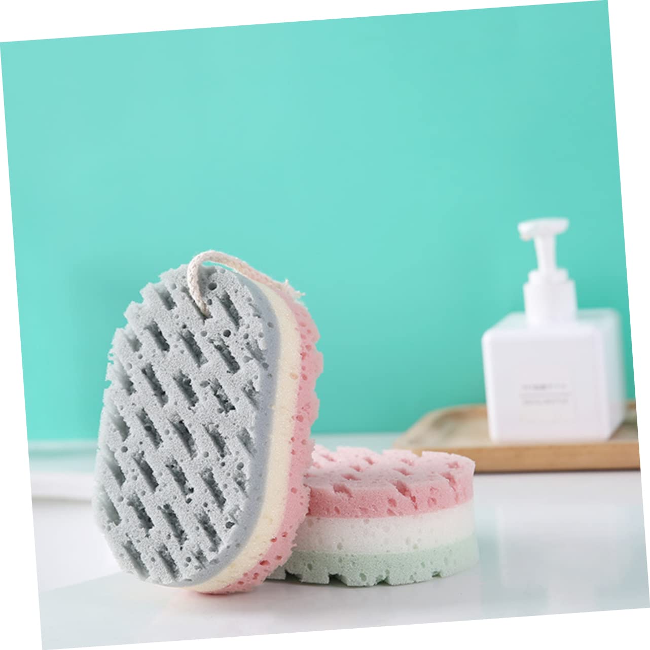 CLISPEED 4PCS Exfoliating Bath Sponge Wipes Three Layer Body Scrubber Towels for Smooth Skin for Home Use for Gentle Exfoliation and Cleansing Random Color