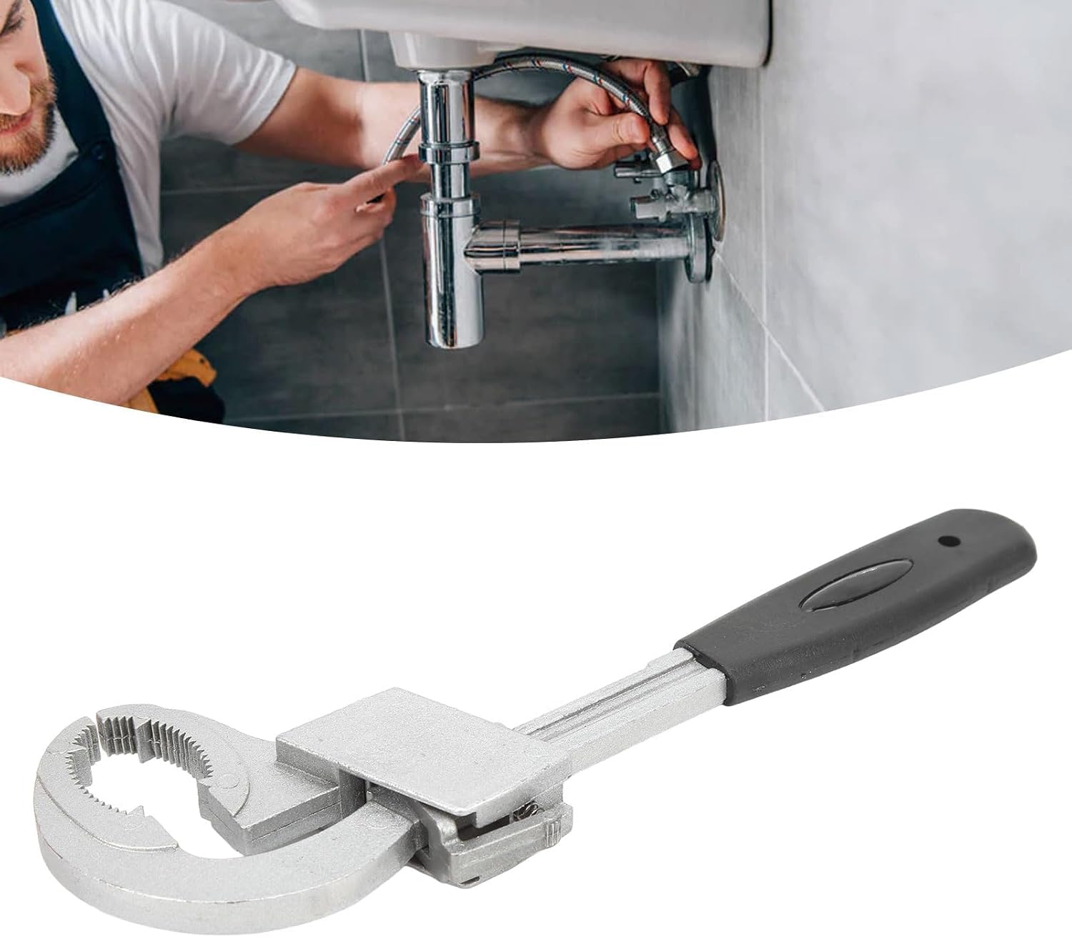 Multifunctional Sink Wrench Plumbing Repair Tool Adjustable Spring Wide Opening Faucet Spanner Aluminum Alloy For Home Bathroom