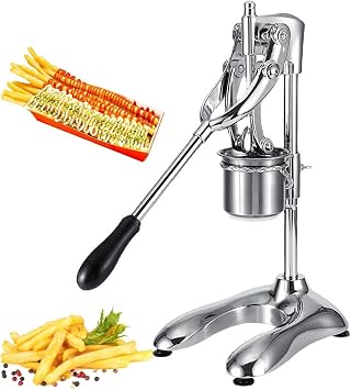 30cm Manual French Fries Maker,French Fry Cutter Machine,Manual Long French Fries Squeezer,Stainless Steel Vegetable Chopper with Fried Basket,Long Fries Extruder